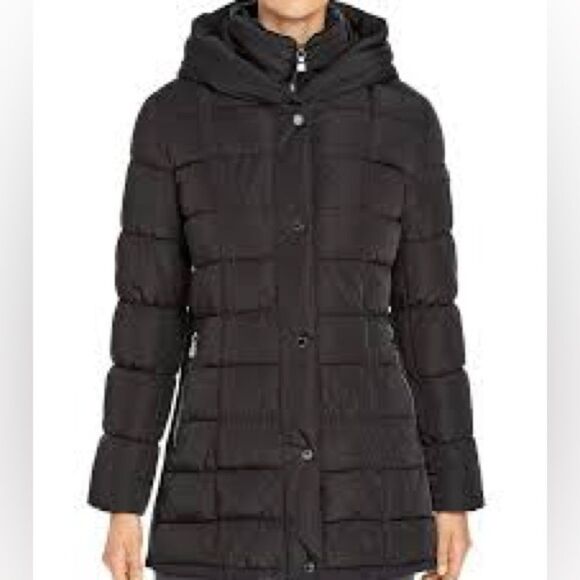 Calvin Klein Black Velvet-Trim Puffer size Medium - Picture 1 of 16